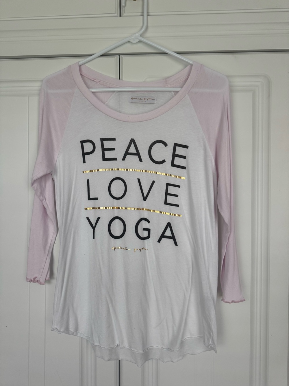 Spiritual Gangster Peace Love Yoga Raglan Top - Gold Detail